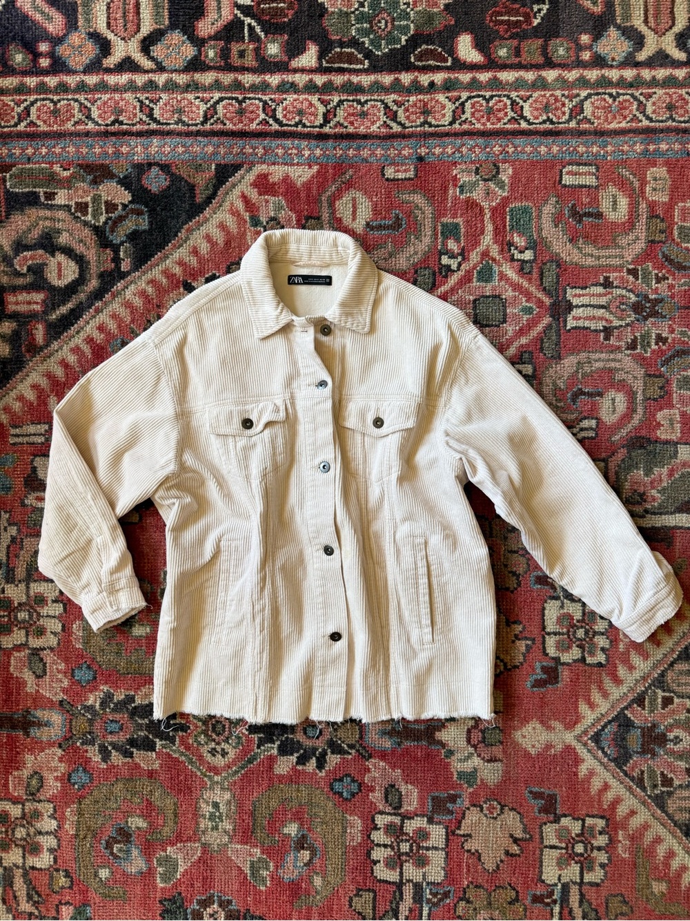 Zara Cream Corduroy Jacket - Relaxed Women's Coat